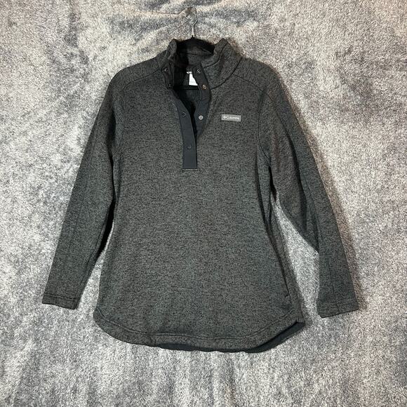 Columbia Sweatshirt Womens Medium Gray Fleece Winter Outdoors Button Henley - Picture 1 of 7